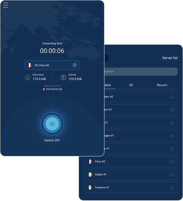 VPN application screenshots